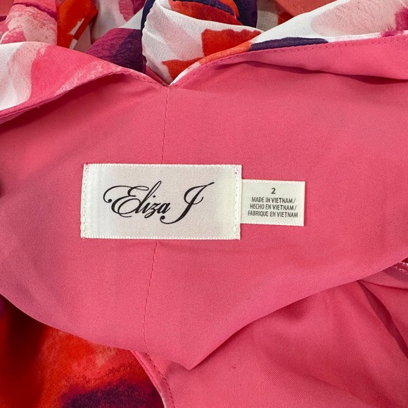 Eliza J Floral Print Halter Maxi Dress Chiffon Sleeveless Long Formal Gown Pink - Picture 11 of 13